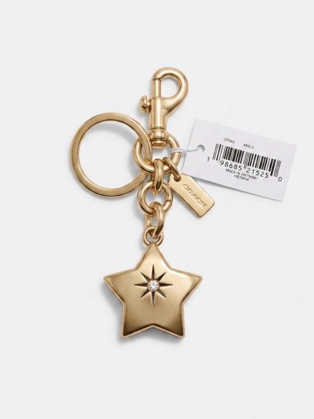 Coach North South Star Bag Charm Keychain Gold Tone NWT w/ Dust Bag CE793